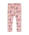 Deux Par Deux Girl's Printed Organic Cotton Capri Legging Palm Trees, Pink Flamingo, And Turquoise In Palm Trees/pink And Turquoise