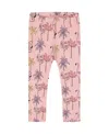 Deux Par Deux Little Girl's Printed Organic Cotton Capri Legging Palm Trees, Pink Flamingo, And Turq In Palm Tree/pink Flamingo/turquoise