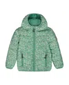 Deux Par Deux Girls' Printed Quilted Mid-season Jacket - Baby In Small White Flowers On Sage Green