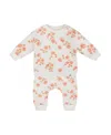 Deux Par Deux Girls' Printed Quilted Top And Pant Set - Baby In White And Pink Flowers