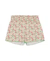 Deux Par Deux Girls' Printed Ribbed Short Small Flowers Background - Little Kid In Red
