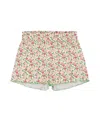 Deux Par Deux Girls' Printed Ribbed Short Small Flowers Background - Little Kid