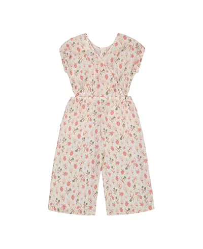 DEUX PAR DEUX DEUX PAR DEUX GIRLS' PRINTED SEERSUCKER JUMPSUIT WITH CUT OUTS - BIG KID