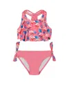 Deux Par Deux Little Girl's Printed Two-piece Swimsuit Candy Pink And Pink Flamingo