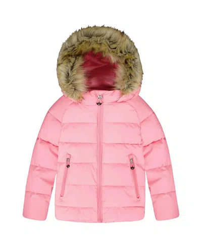 Deux Par Deux Girls' Puffy Winter Jacket - Little Kid In Pink