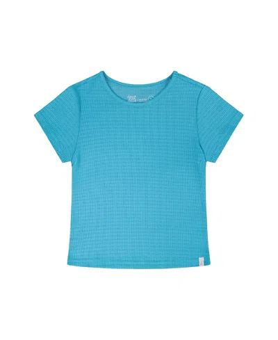 Deux Par Deux Girls' Relaxed Straight Fit Crinkle Jersey Short Sleeve T-shirt - Baby In Blue