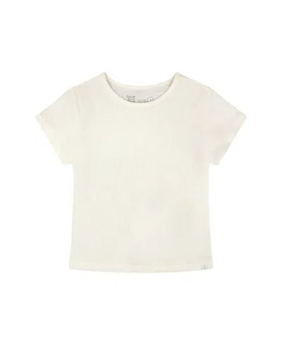 Deux Par Deux Girls' Relaxed Straight Fit Crinkle Jersey Short Sleeve T-shirt - Baby In White