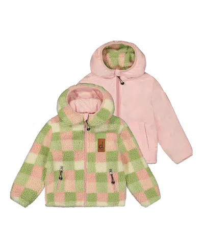 Deux Par Deux Girls' Reversible Fleece Mid-season Hooded Jacket - Baby In Multi