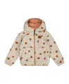 Deux Par Deux Girl's Reversible Soft Fleece Jacket Pinky Brown With Dots In Cameo Brown