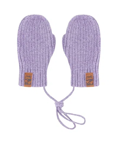 Deux Par Deux Girls' Rib Knit Mittens With Cord - Baby In Pattern