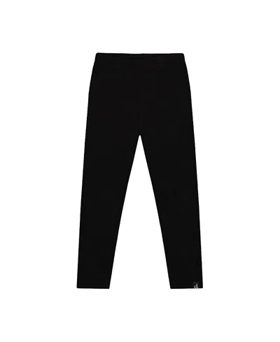 Deux Par Deux Girls' Ribbed Elastic Waist Logo Patch Leggings - Little Kid In Black