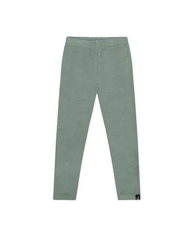 Deux Par Deux Girls' Ribbed Elastic Waist Logo Patch Leggings - Little Kid In Green