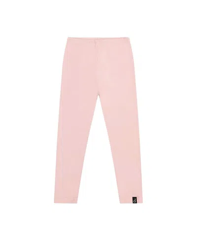 Deux Par Deux Girls' Ribbed Elastic Waist Logo Patch Leggings - Little Kid In Pink