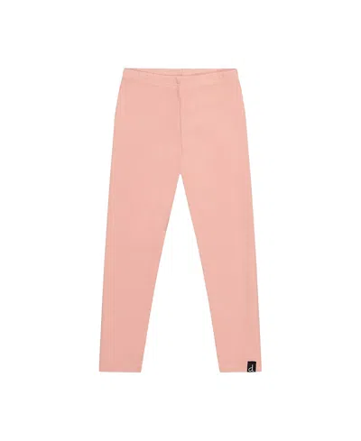 Deux Par Deux Girls' Ribbed Elastic Waist Logo Patch Leggings - Little Kid In Pink