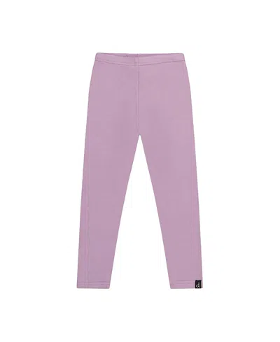 Deux Par Deux Girls' Ribbed Elastic Waist Logo Patch Leggings - Little Kid In Purple