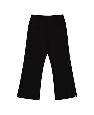 Deux Par Deux Girls' Ribbed Leggings Bootleg With Slit - Little Kid In Black