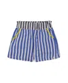 Deux Par Deux Girl's Seersucker Short Blue And White Striped In Blue And White Striped