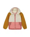 Deux Par Deux Girl's Mid-season Colorblock Jacket Orange, Off-white, And Old Pink In Orange/off-white/and Old Pink