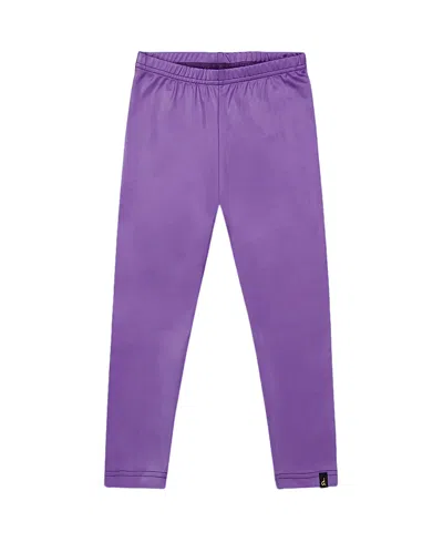 Deux Par Deux Girls' Shiny Stretch Leggings - Little Kid In Purple