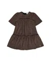 Deux Par Deux Girls' Short Sleeve Metallic Dress With Frills - Little Kid In Taffy