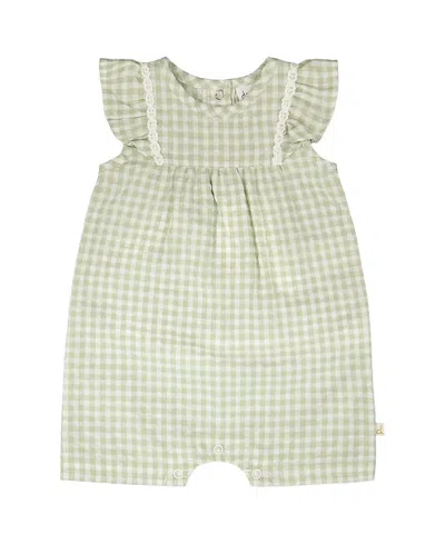 Deux Par Deux Girls' Sleeveless Flutter Ruffles Gingham Romper - Baby In Multi