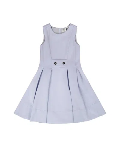 Deux Par Deux Girls' Sleeveless Neoprene Fitted Dress - Little Kid In Blue
