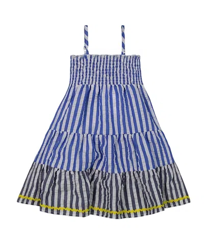 DEUX PAR DEUX DEUX PAR DEUX GIRLS' SMOCKED SEERSUCKER PEASANT DRESS - LITTLE KID
