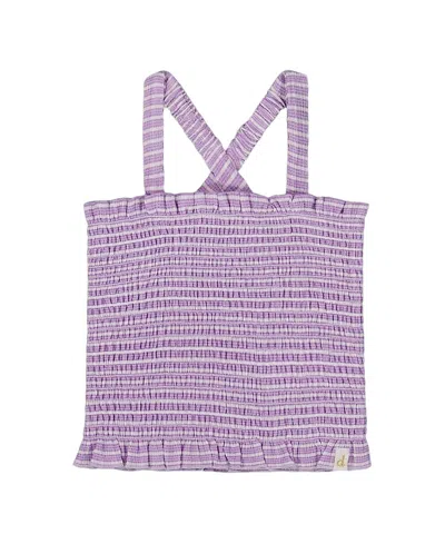Deux Par Deux Girls' Smocked Tank Top - Big Kid In Purple