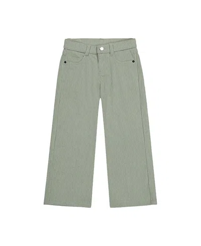 Deux Par Deux Girls' Stretch Corduroy 5-pocket Button Fly Wide Leg Pants - Little Kid In Green