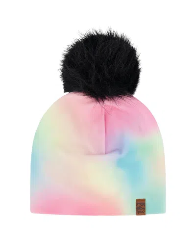 Deux Par Deux Girls' Stretch Jersey Hat With Pompom - Baby In Gray