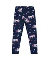 Deux Par Deux Stretch Jersey Leggings Unicorn In Blue