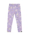 Deux Par Deux Stretch Jersey Leggings Unicorn In Purple