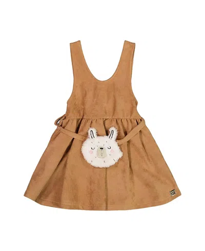 DEUX PAR DEUX DEUX PAR DEUX GIRLS' STRETCH SUEDE EFFECT JUMPER WITH LLAMA BAG - LITTLE KID