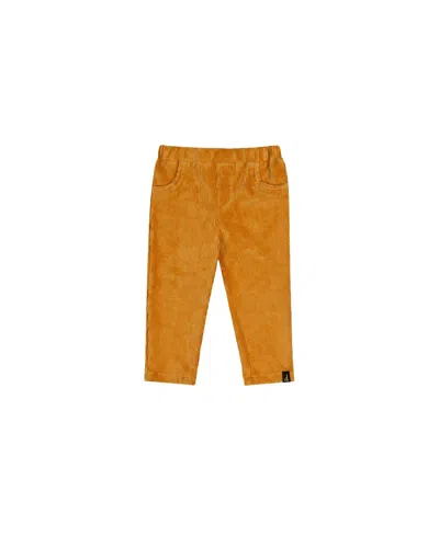 Deux Par Deux Girls' Stretch Velour Heart Pocket Elastic Waist Treggings - Baby In Orange