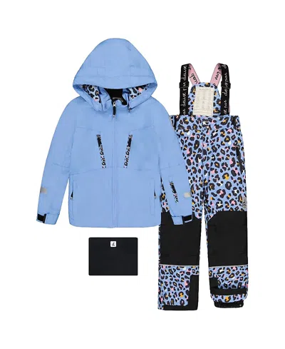 Deux Par Deux Kids'  Girls' Teknik Expandable Sleeve Reinforced Jacket & Leopard Pants Two Piece Snowsuit - In Multi