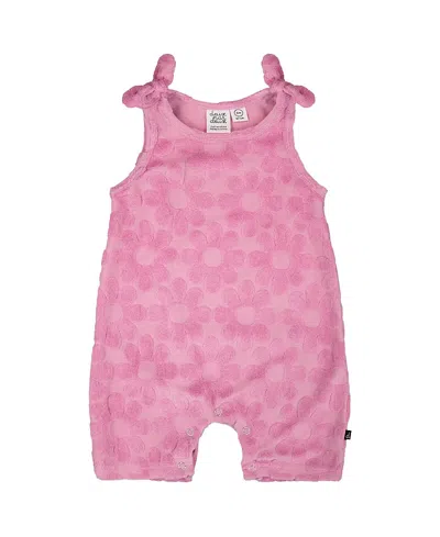 Deux Par Deux Girls' Terry Cloth Sleeveless Romper With Bows - Baby In Pink
