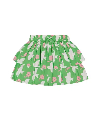 DEUX PAR DEUX DEUX PAR DEUX GIRLS' TIERED ELASTIC WAIST BIRD SKIRT - LITTLE KID