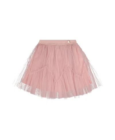 Deux Par Deux Girls' Tiered Mesh Elastic Waist Skirt - Big Kid In Pink
