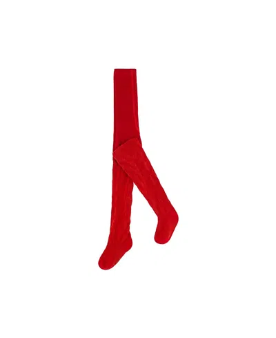 DEUX PAR DEUX DEUX PAR DEUX UNISEX TIGHTS WITH BOW JACQUARD RED