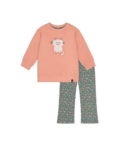 Deux Par Deux Girls' Tunic And Leggings Sweet Ribbed Floral Set - Big Kid In Multi