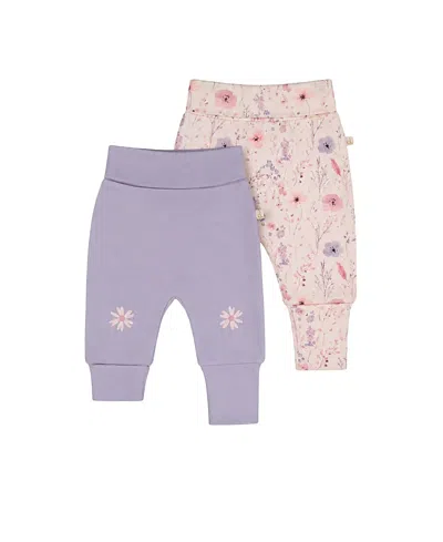 Deux Par Deux Girls' Two Pack Organic Cotton Evolutive Pants Printed Flowers - Baby In Multi