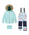 Deux Par Deux Two-piece Play Snowsuit Flower In Blue