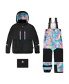 Deux Par Deux Girls' Two-piece Heart Teknik Snowsuit - Big Kid In Multi