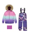 Deux Par Deux Girls' Two-piece Mountain Play Snowsuit - Big Kid In Pink