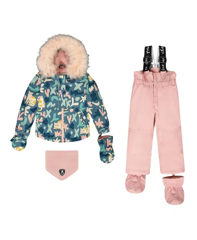 Deux Par Deux Girls' Two-piece Play Snowsuit - Baby, Little Kid In Pink