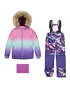 Deux Par Deux Two-piece Play Snowsuit Mountain In Purple