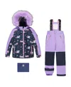 Deux Par Deux Girls' Two-piece Play Snowsuit Unicorn Jacket - Big Kid In Blue