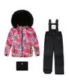 Deux Par Deux Girls' Two-piece Play Snowsuit With Jacket And Solid Pant - Big Kid In Black