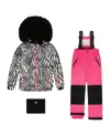Deux Par Deux Girls' Two-piece Play Zebra Snowsuit - Little Kid In Pink