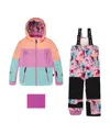 Deux Par Deux Girls' Two-piece Teknik Snowsuit With Colorblocked Jacket - Big Kid In Multi